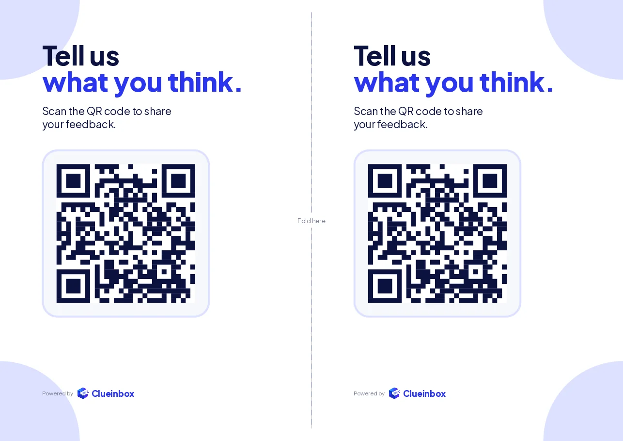Fold-over table card with the QR code